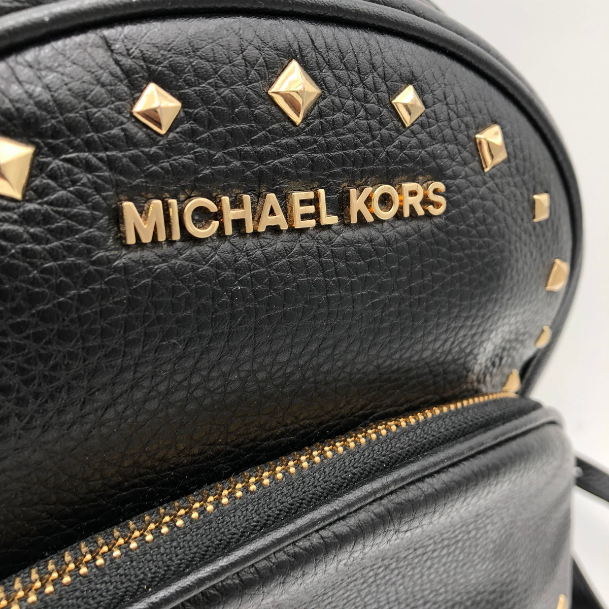 Michael Kors Black Leather 'Abbey' Studded Back Pack (+COA)