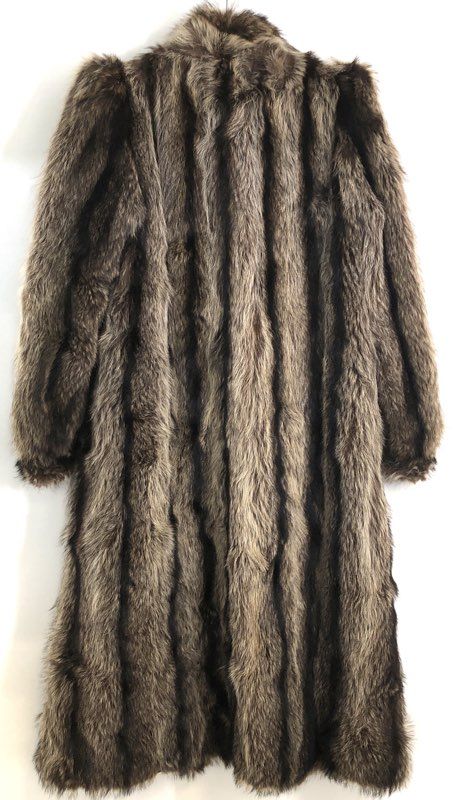 Vintage 70s Maple Furriers Women's Brown Full Length Long Hair Real Fur Coat
