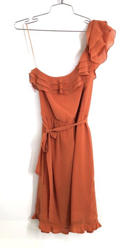 Jessica Simpson Women's Rust One Shoulder Ruffle Cocktail Dress Sz 6 NWT