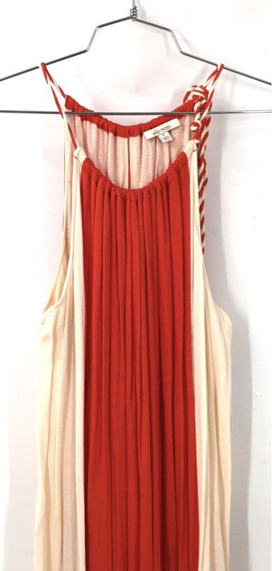 Ella Moss Women's NWT Colorblock Braided Strap Maxi Dress Red Cream Size M