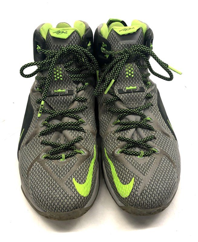 Nike LeBron 12 Dunkman Dark Grey Electric Green Basketball Shoes 2014 Size 13