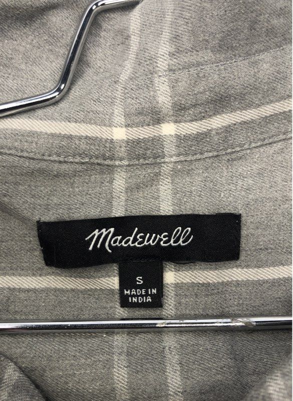 Madewell Women's Gray Windowpane Plaid Long Sleeve Button Down Shirt Size S
