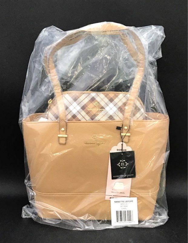 NWT Nanette Lepore Camel Tote Purse With Crossbody Bag
