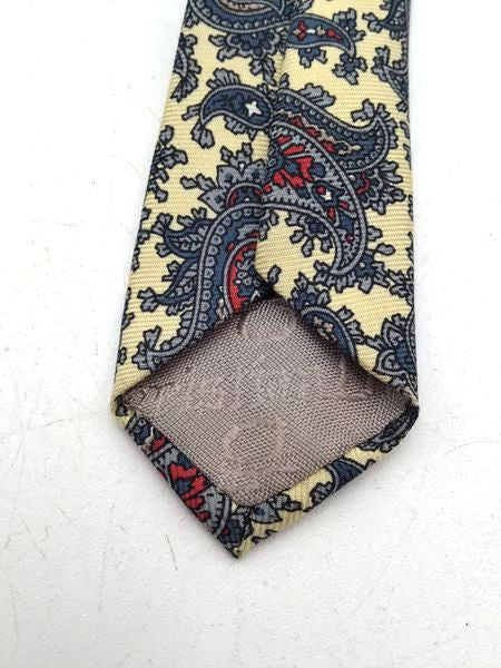 Christian Dior Men&#39;s Yellow Paisley Silk Pointed Tie One Size With COA