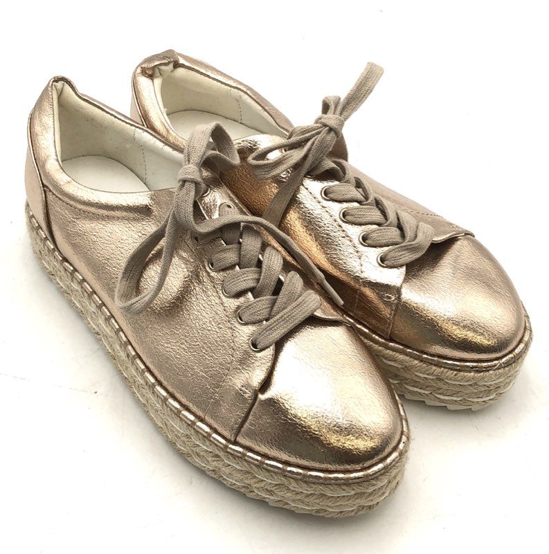 Zara Rose Gold Metallic Espadrille Platform Fashion Sneakers Size UK 4