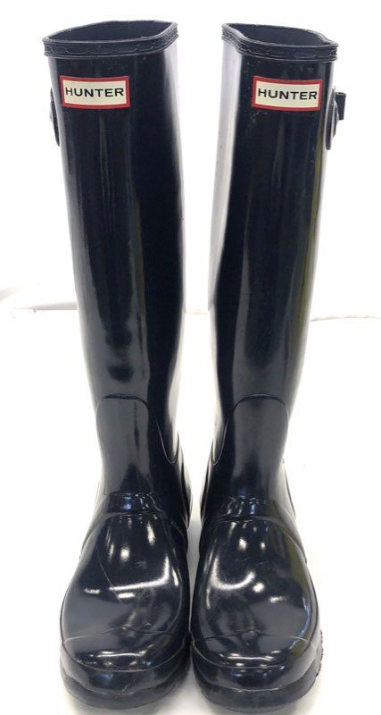 Hunter Original Tall Gloss Navy Blue Rain Wellington Boots Women's Size 8