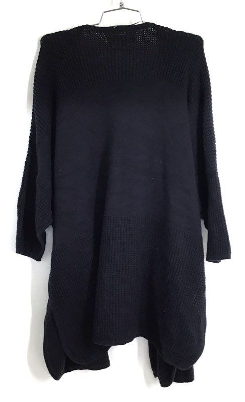 Loft Women's Black Open Front Textured Knit Long Cardigan Sweater NWT Sz XS/S