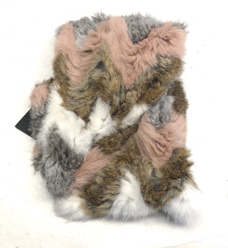 Jocelyn Women's Real Rabbit Fur Infinity Scarf Petal Multi Chevron NWT OS