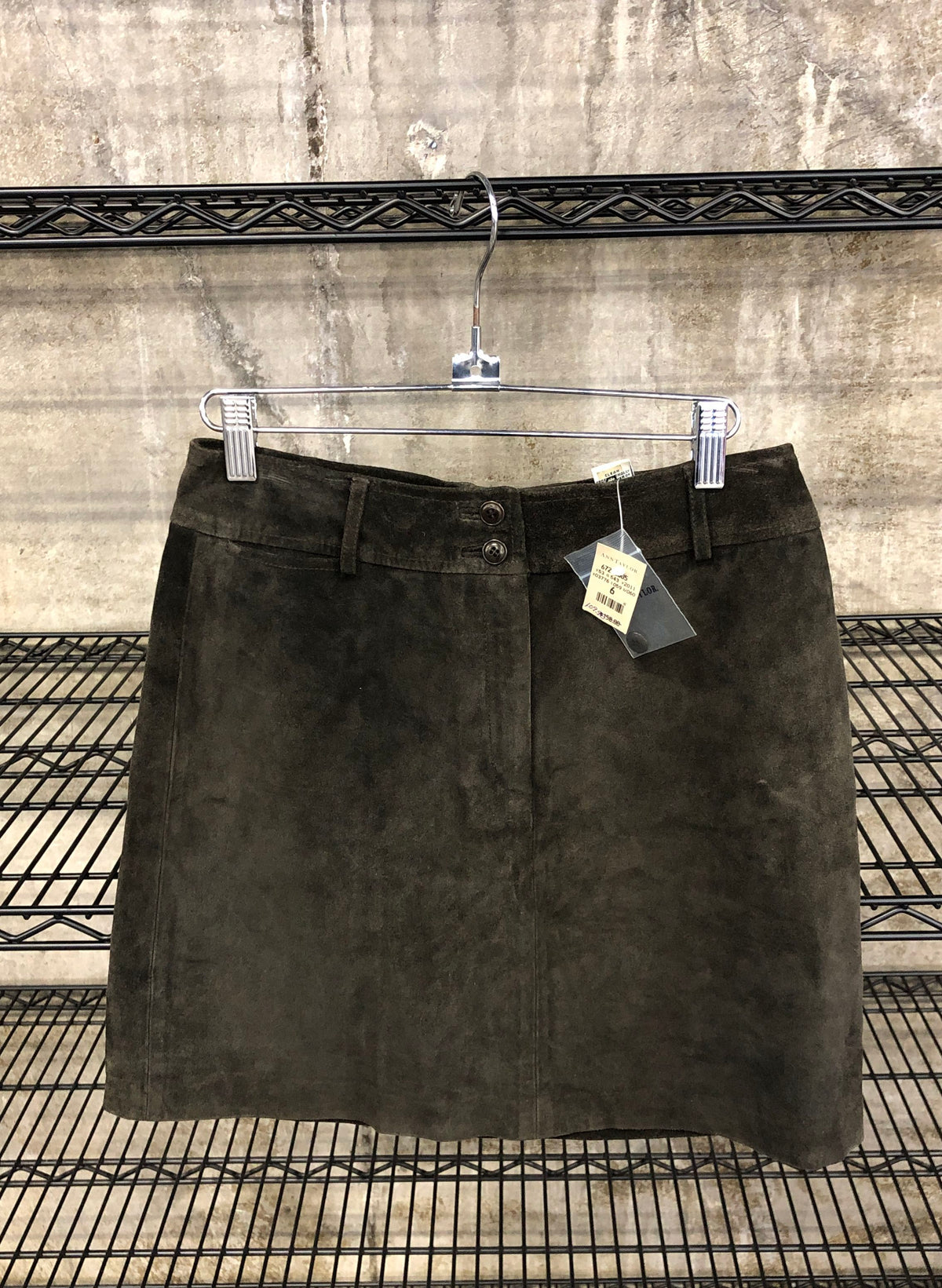 Vintage Ann Taylor Women's Brown Suede Leather Straight Mini Skirt NWT Sz 6