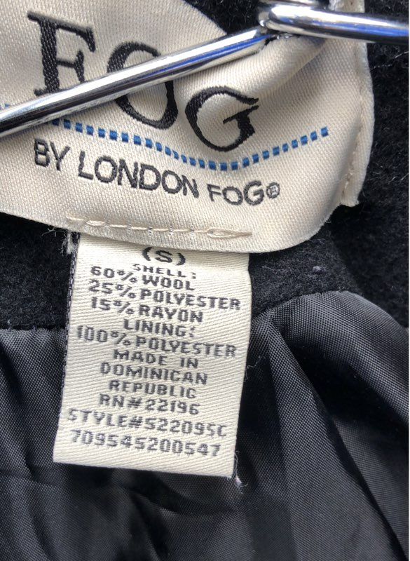 London Fog Women's Wool Blend Peacoat Black Button Front Car Coat Size S