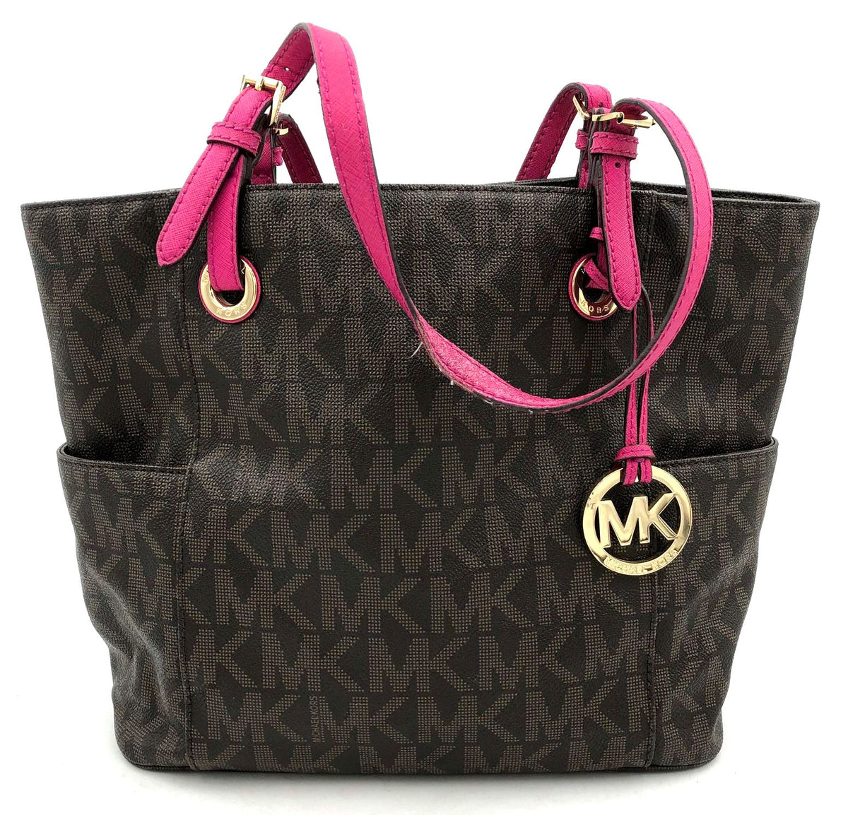 Authentic Michael Kors Brown Signature Print Luxury Tote Bag - COA Included