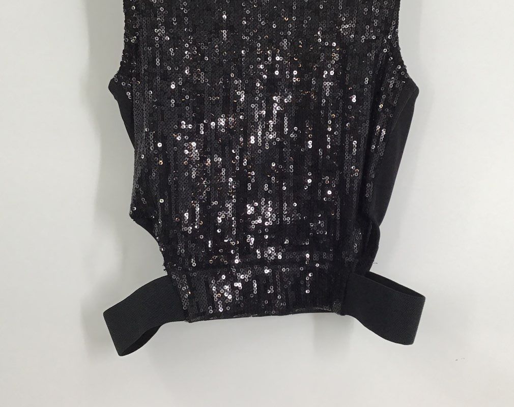 NWT BCBGeneration Women&#39;s Black Sequin Sleeveless Cropped Blouse - Size XS