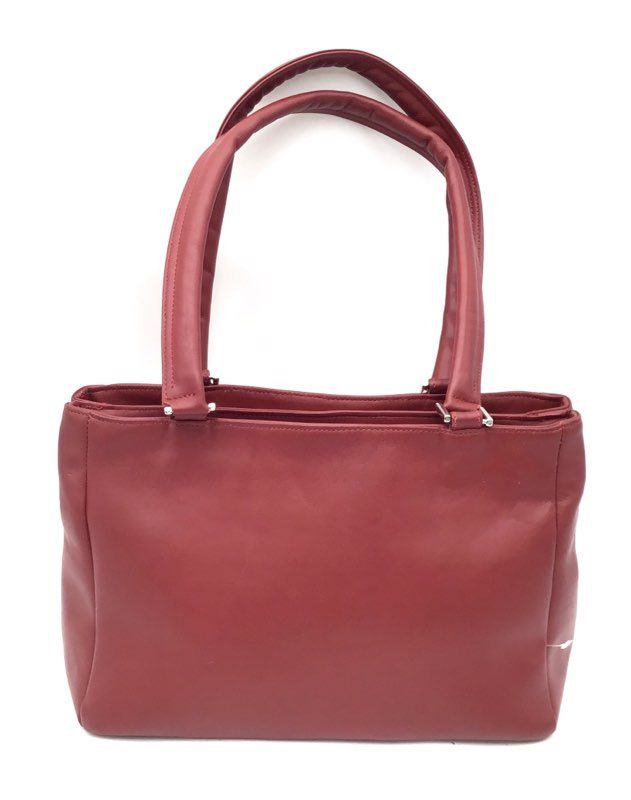 SAS Red Leather Triple Compartment Tote Shoulder Bag Silver Hardware Made in USA