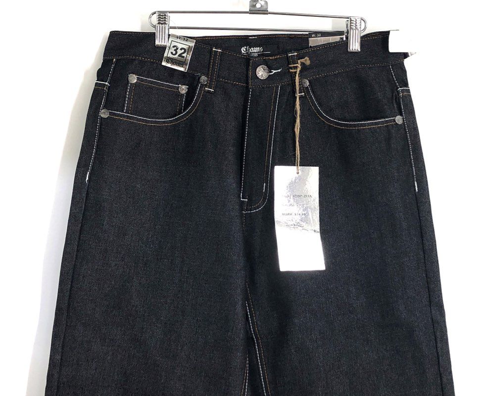 Vintage 90s Chams Mens Jeans Dark Indigo Wave Embroidery Sz 32 Lot of 4 NWT