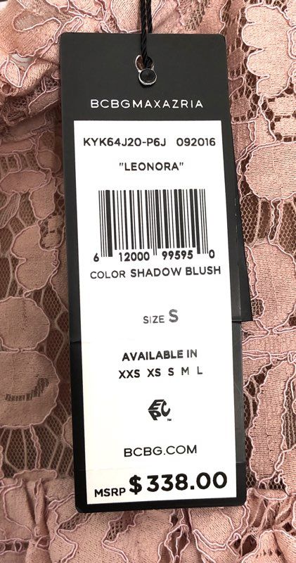 BCBGMAXAZRIA Women's Leonora Lace Ruffle Mini Dress Shadow Blush Pink Sz S NWT