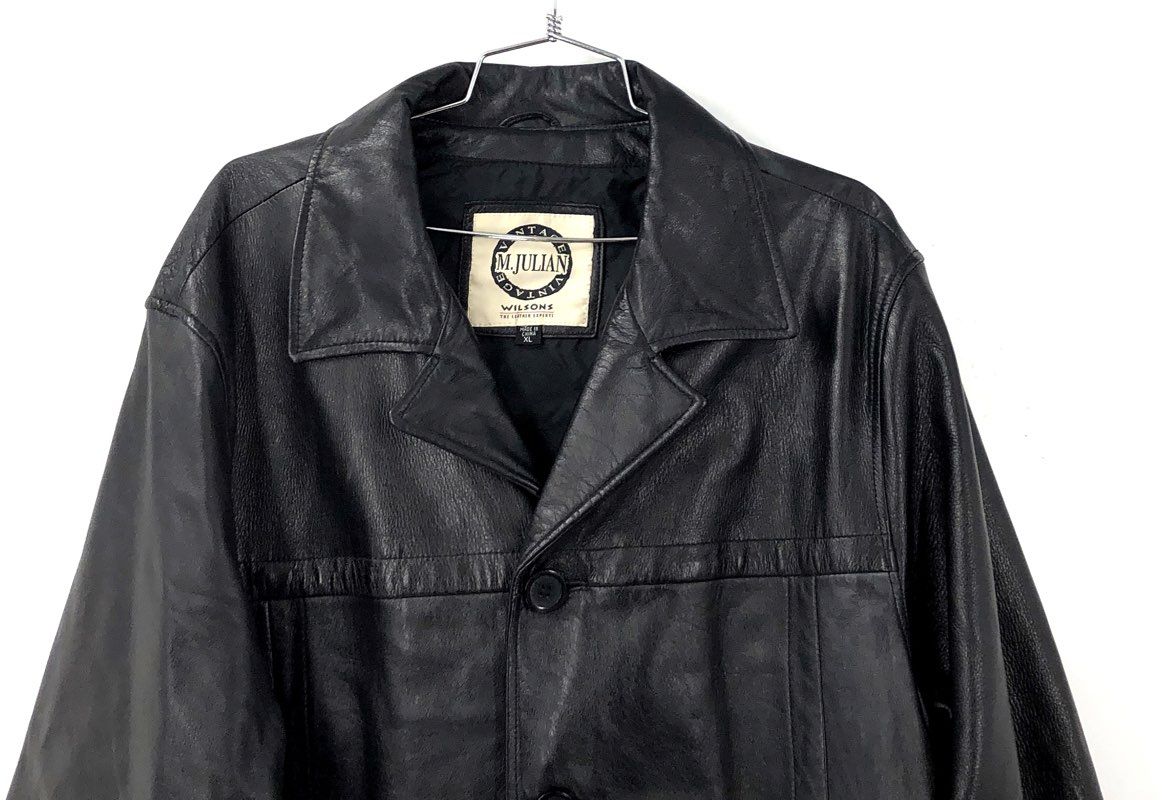 Vintage 90s M. Julian Wilsons Button Front Leather Jacket Car Coat Sz XL