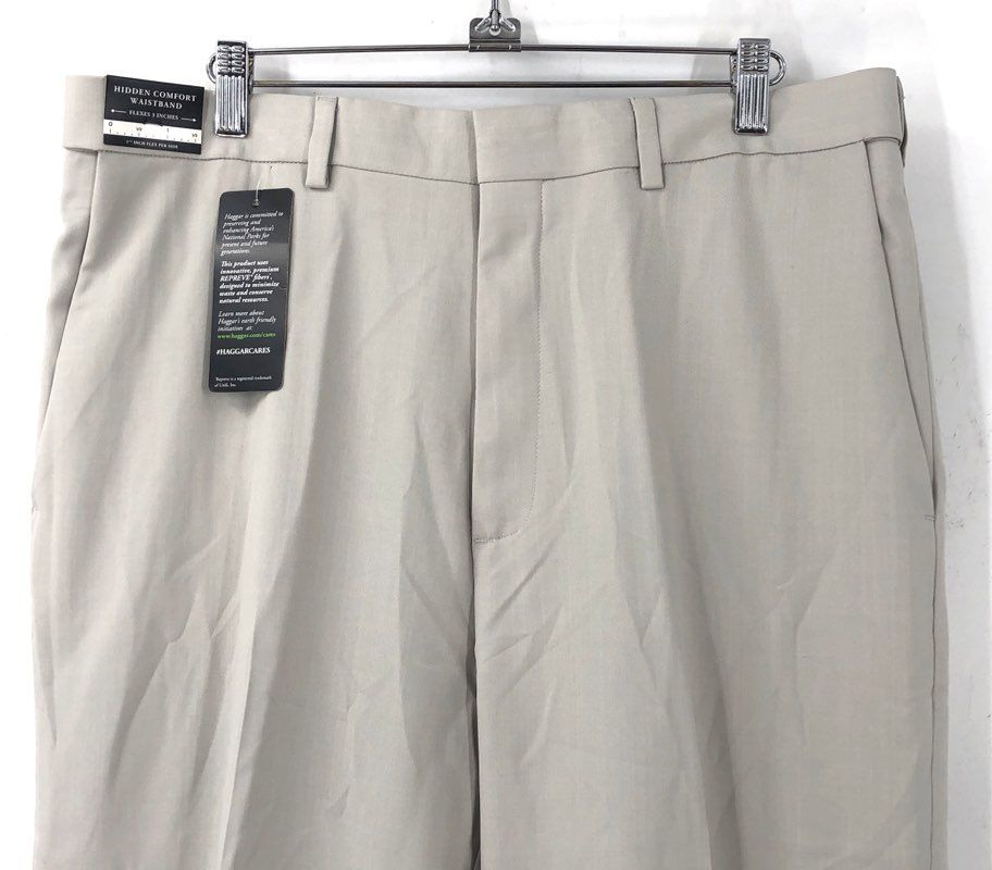 NWT Haggar Men's Stone Gray Dress Pant - Size 34WX32L