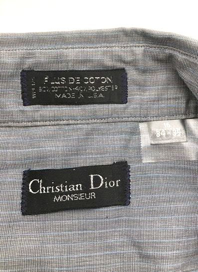 Vintage Christian Dior Men's Grey Pin Stripe Long Sleeve Shirt-(+COA)