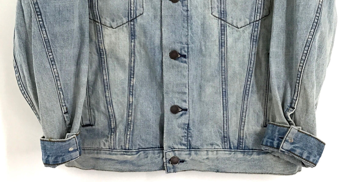 Free People Women&#39;s Blue Denim Trucker Jacket - Size XS/S