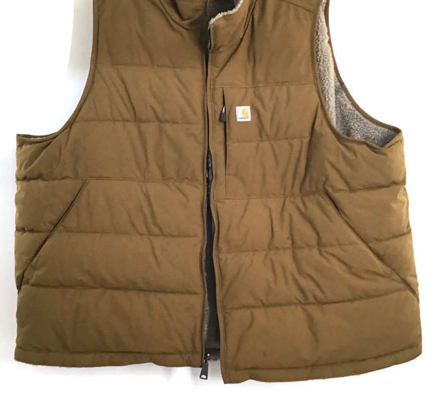 Carhartt Men's Brown Sherpa Lined Mock Neck Quilted Full Zip Vest XL