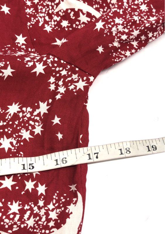 & Other Stories Women's Red Celestial Star Moon Button Front Dress Sz 2