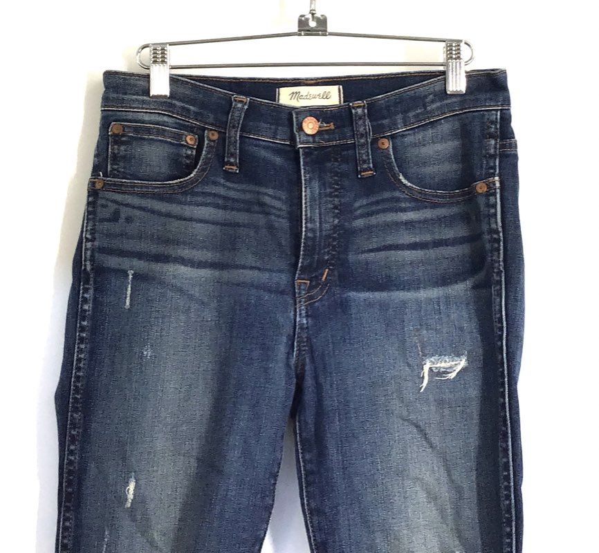 Madewell Women's 9" High-Rise Skinny Jeans Blue Distressed Sz 27