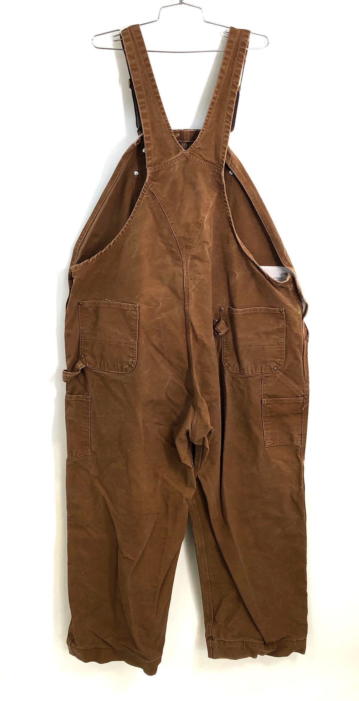 Carhartt R06 BRN Double Knee Cotton Duck Bib Overalls Brown Sz 50x32