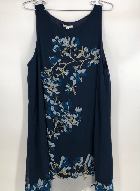 NWT Sophie Max Women&#39;s Navy Blue Floral Shift Dress - Size Large