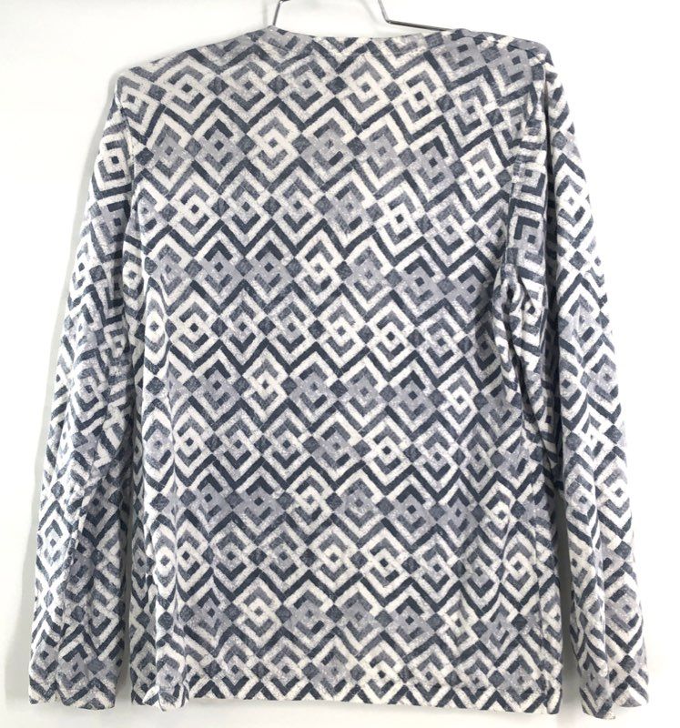 Pendleton Women's Blue Gray Geometric Maze Pattern Cotton Button Cardigan Sz M