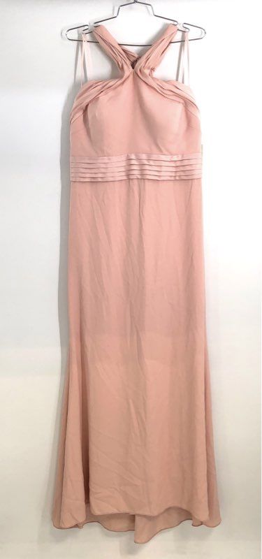 Eliza J Women's Blush Pink Halter Neck Pleated Gown Maxi Dress Sz 14 NWT