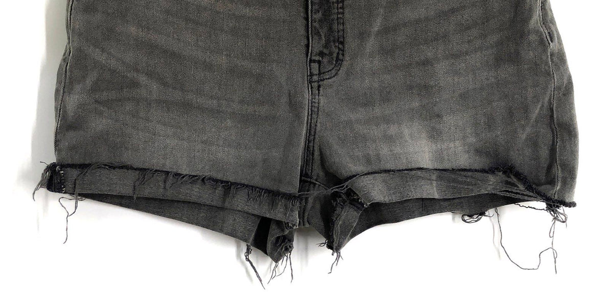 Madewell Women's Washed Gray High-Rise Denim Shorts Frayed Hem Cutoff Size 30