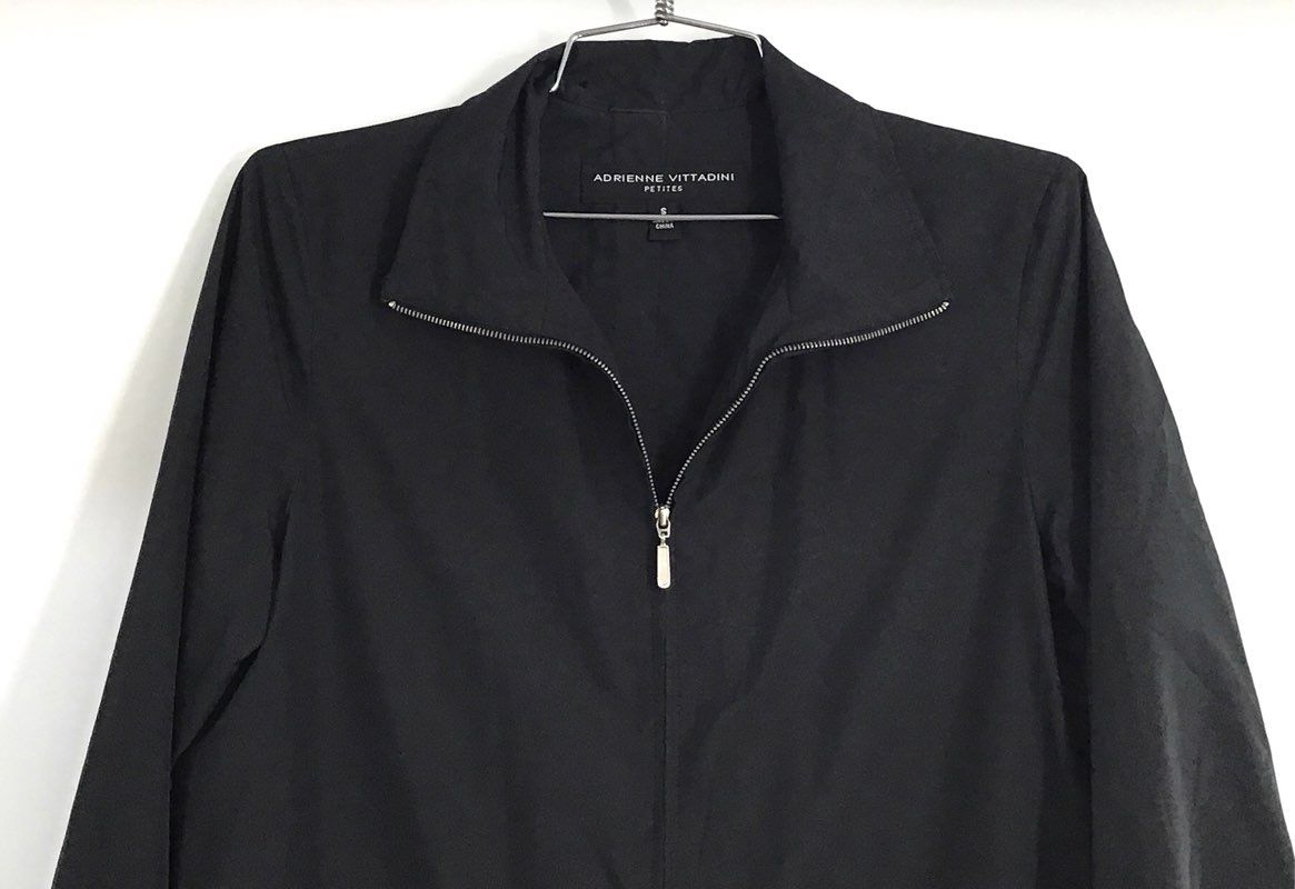 Adrienne Vittadini Women's Petites Black Full Zip Lightweight Jacket Parka Sz S