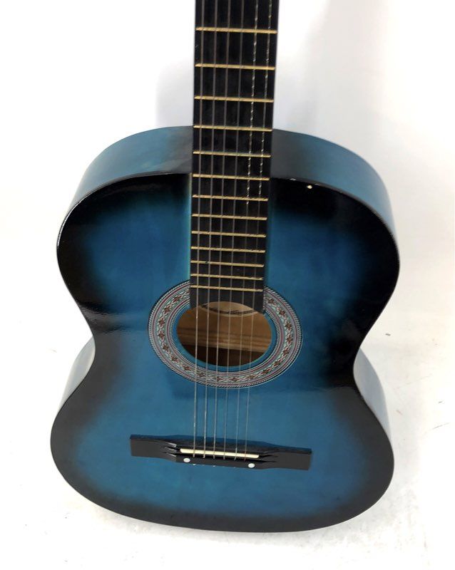 Sky 6-String Acoustic Guitar Blue Sunburst Beginner Student Model with Gig Bag