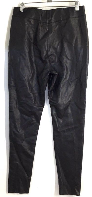 Topshop Women's Black Faux Leather Side Zip Seamed Skinny Pants Sz 8