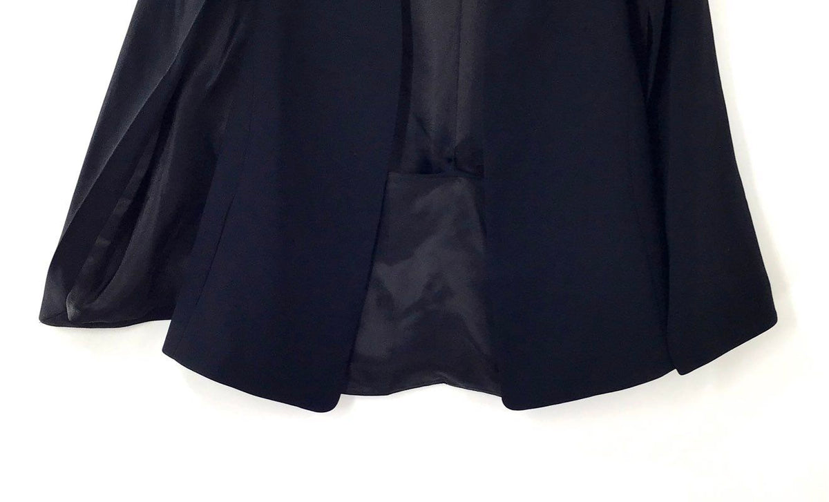 Kaari Blue Women's Botanical Beauty Cape Blazer Black Open Front Sz M NWT