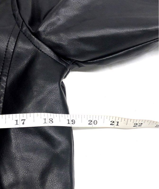 Avec Les Filles Women's Black Asymmetrical Zip Faux Leather Moto Jacket Sz XS