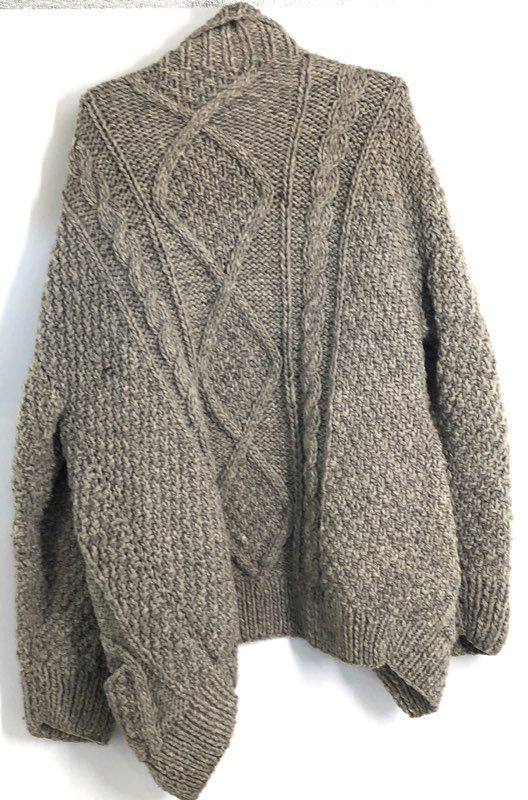 Vintage Tejidos Imbaya Women's Gray Cable Chunky Knit Wool Cardigan Sweater