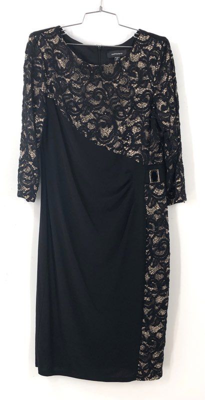 NWT R&M Richards Women's Black Taupe Sheath Dress - Size 12