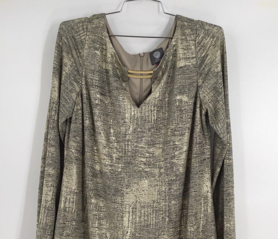 Vince Camuto Women&#39;s Gold Back Zip Long Sleeve Shift Dress - Size 12