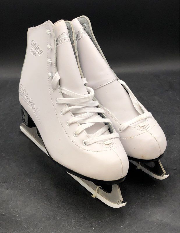 Lake Placid Glider 4000 Figure Ice Skates White Size 10 Blade Guards