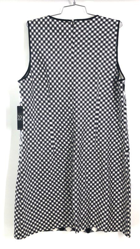 New York & Company Women's Black White Gingham Sleeveless V-Neck Dress NWT Sz 16
