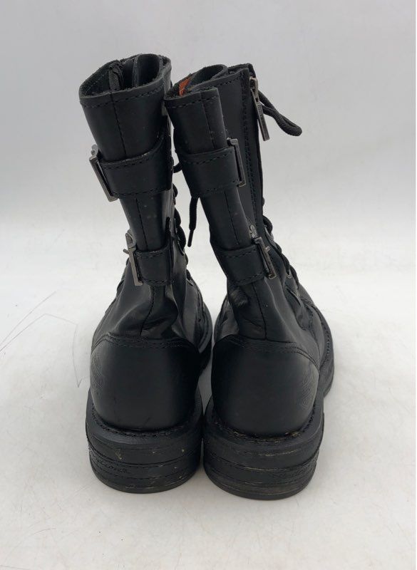 Harley-Davidson Women&#39;s 85075 Black Leather Round Toe Biker Boots - Size 8.5