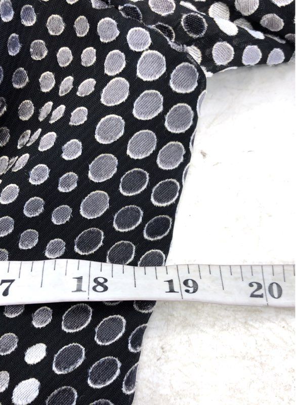 White House Black Market Women's LS OTS Dot BO Blouse Black Ecru NWT Sz L