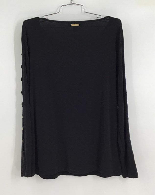 NWT Michael Kors Women&#39;s Black Long Sleeve Round Neck Pullover Top - Size L