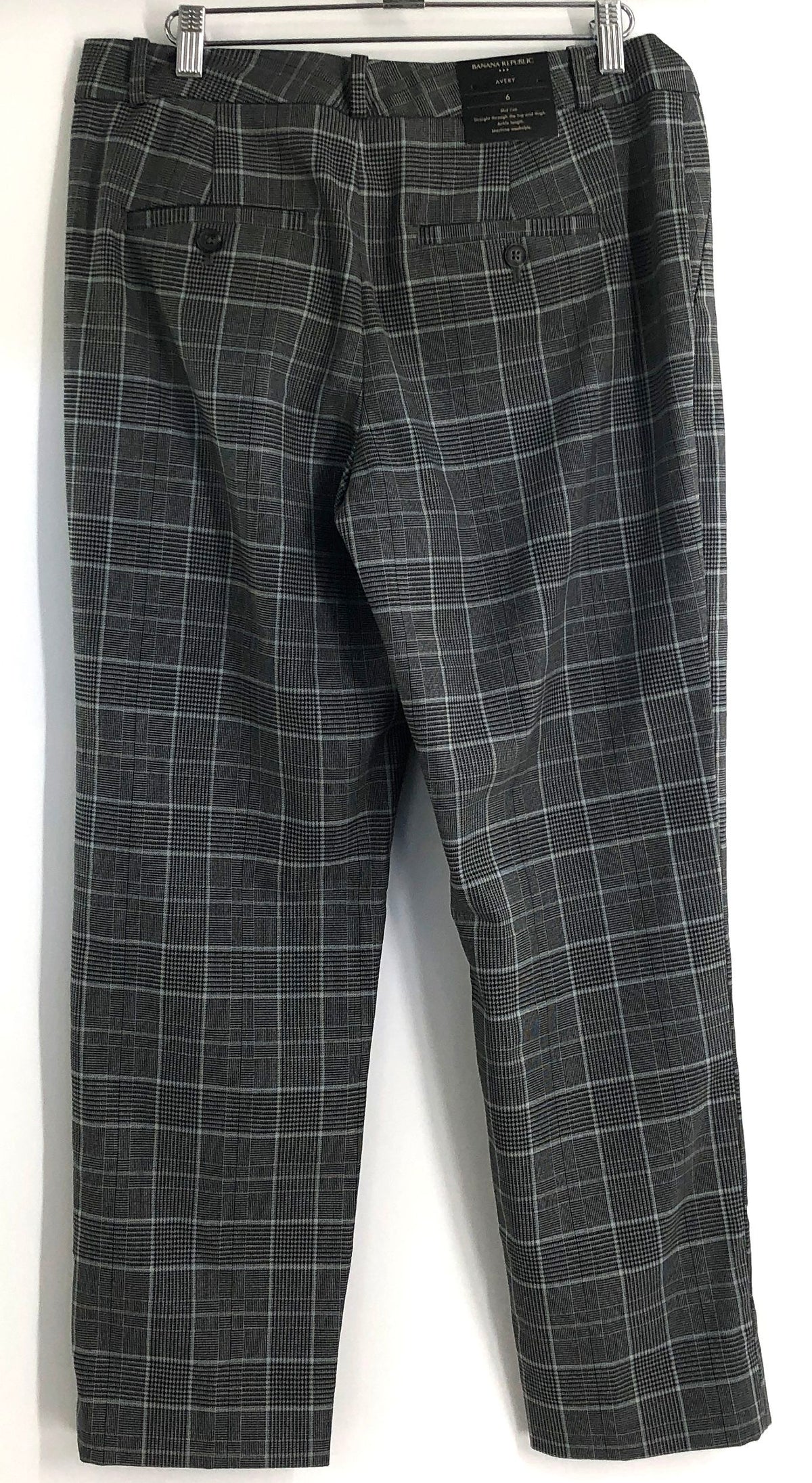 Banana Republic Women's Avery Gray Glen Plaid Slim Ankle Pants Sz 6 NWT
