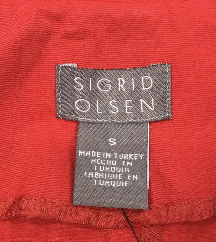 Sigrid Olsen Women's Ribbon Red Asian Accents Cotton Blend Coat Sz S NWT