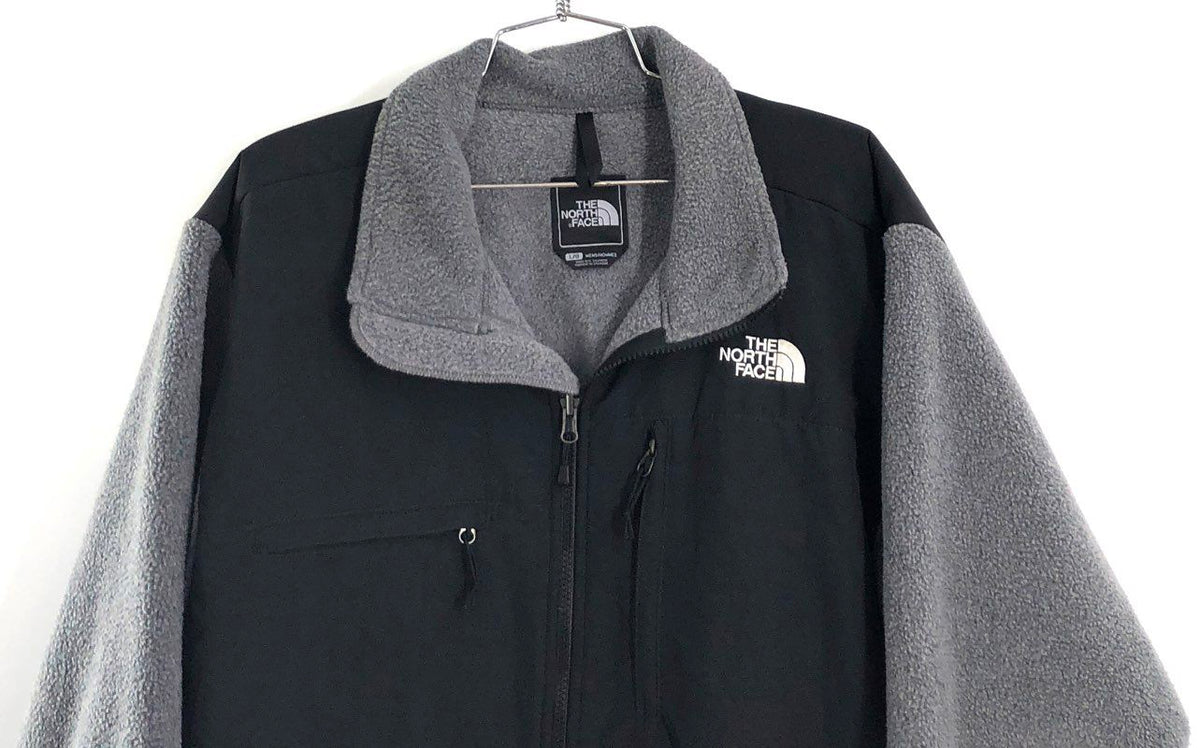 The North Face Men's Gray Black Denali Full Zip Fleece Jacket Sz L