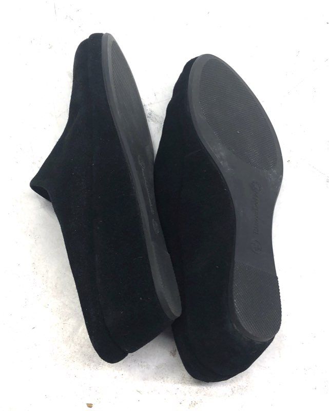 L'Amour Des Pieds Black Suede Slip-On Wedge Mules Women's Size 7.5 M