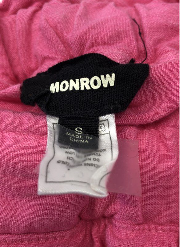 Monrow Women's Pink Wide Leg Pants Linen Blend Paperbag Waist Sz S