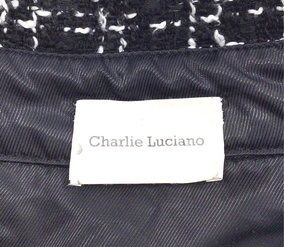Charlie Luciano Men's Black White Tweed Plaid Overshirt Button Down Sz S